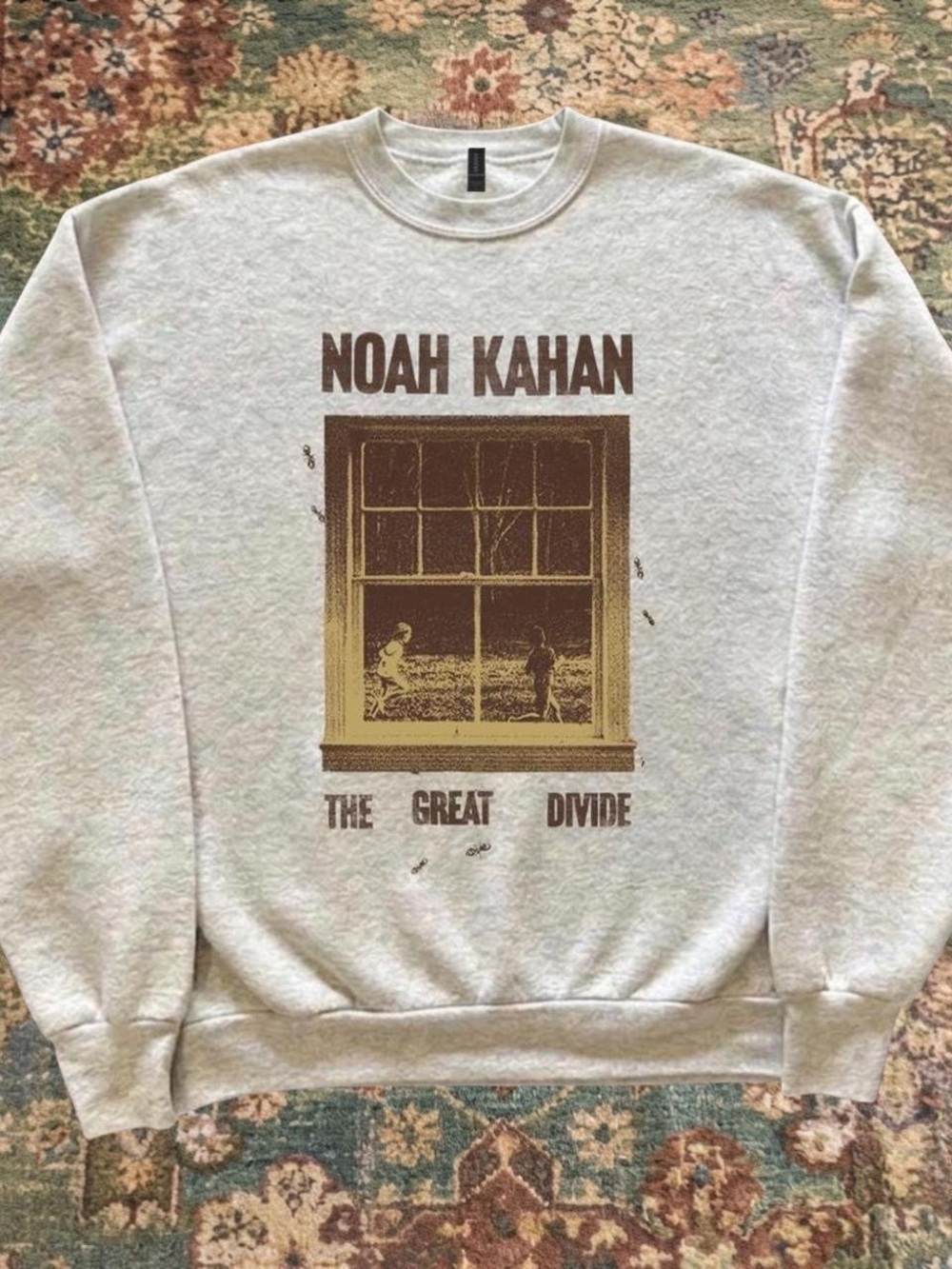 Gildan Light Gray Crewneck with Brown/Gold Noah Kahan Graphic